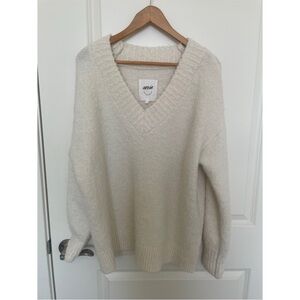 Aerie Women's Cream V-Neck Sweater